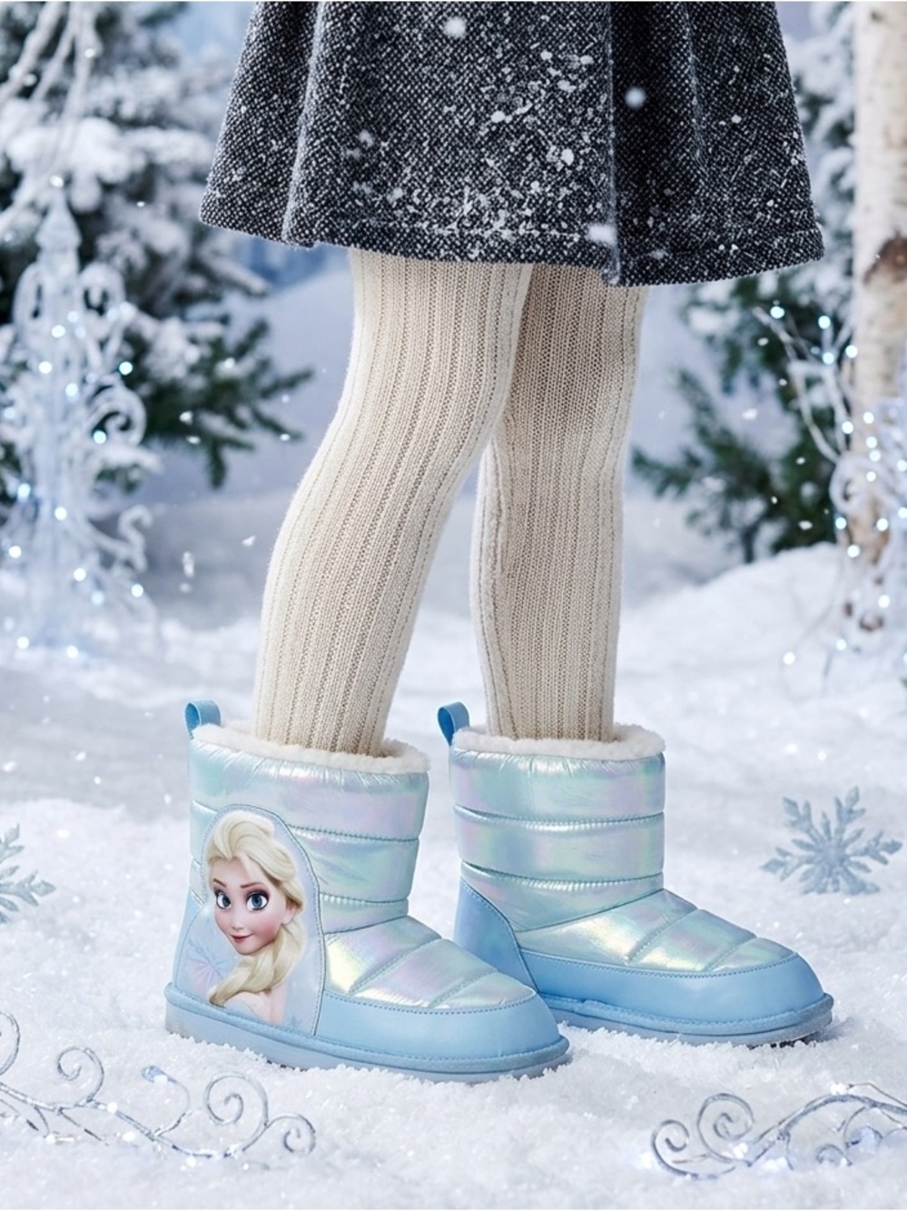 ❄️💙 H&M Disney Frozen Light Blue Padded Boots – youth girls size 2.5-3.5 💙❄️